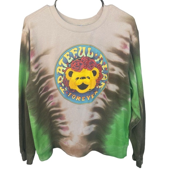 Grateful Dead Sweater Womens XXL 2X Band Bear Roses Multicolored Sweatshirt - Picture 1 of 10